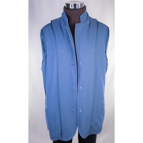 J. Peterman Men’s 3-Button Sport Coat Blazer Jacket Sz 42 Linen Blend Solid Blue - Picture 9 of 14